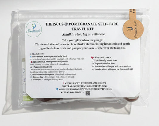 Gentlesoft Travel Kit – TSA-Friendly Hygiene & Skincare Set with Pomegranate & Hibiscus Essentials