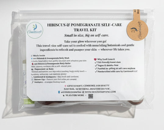 Gentlesoft Travel Kit – TSA-Friendly Hygiene & Skincare Set with Pomegranate & Hibiscus Essentials